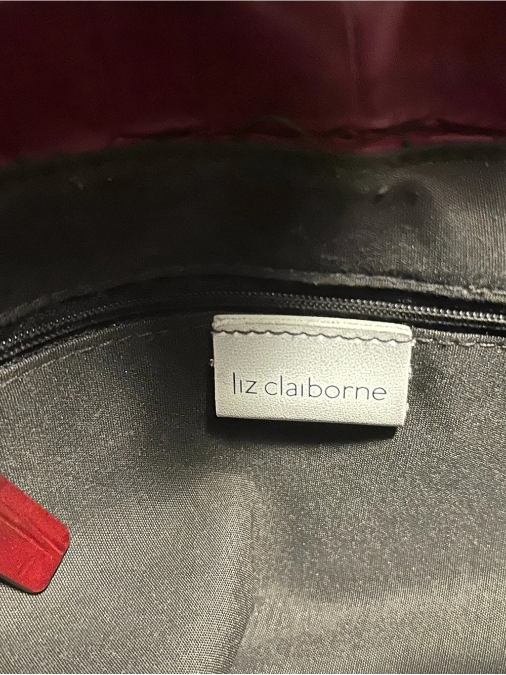 Liz Claiborne Red Croc-Embossed Shoulder Satchel